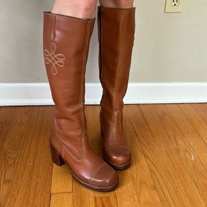 Vintage genuine leather 1970s knee high leather boots adventure iii